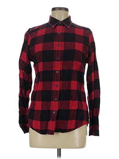 Pre-owned Lands' End Long Sleeve Button Down Shirt In Red
