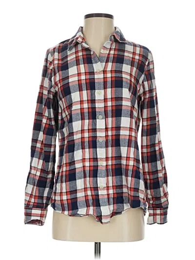 Pre-owned Lands' End Long Sleeve Button Down Shirt In Red