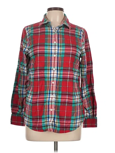 Pre-owned Lands' End Long Sleeve Button Down Shirt In Red