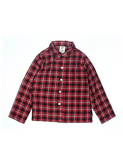 Pre-owned Lands' End Kids'  Long Sleeve Button Down Shirt In Red