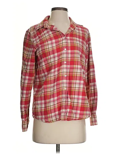 Pre-owned Lands' End Long Sleeve Button Down Shirt In Red
