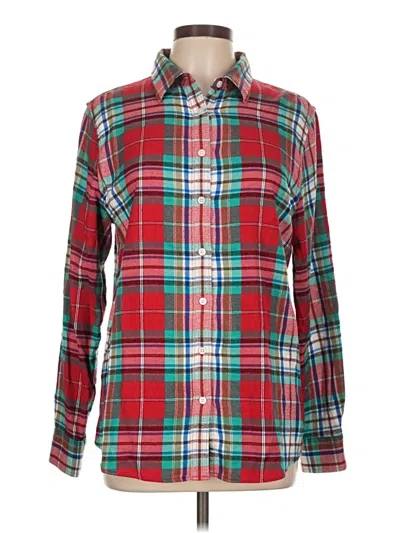 Pre-owned Lands' End Long Sleeve Button Down Shirt In Red