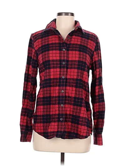 Pre-owned Lands' End Long Sleeve Button Down Shirt In Red