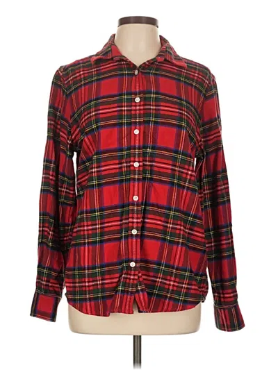 Pre-owned Lands' End Long Sleeve Button Down Shirt In Red