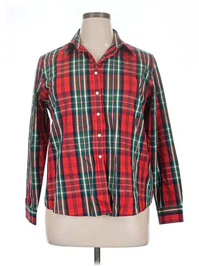 Pre-owned Lands' End Long Sleeve Button Down Shirt In Red