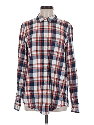 Pre-owned Lands' End Long Sleeve Button Down Shirt In Red