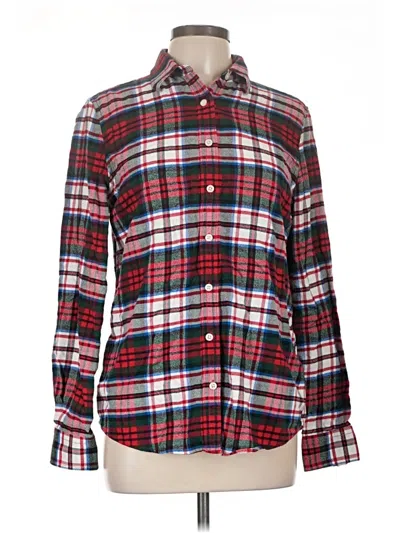 Pre-owned Lands' End Long Sleeve Button Down Shirt In Red