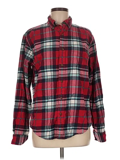 Pre-owned Lands' End Long Sleeve Button Down Shirt In Red