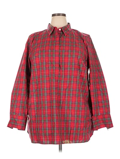 Pre-owned Lands' End Long Sleeve Button Down Shirt In Red