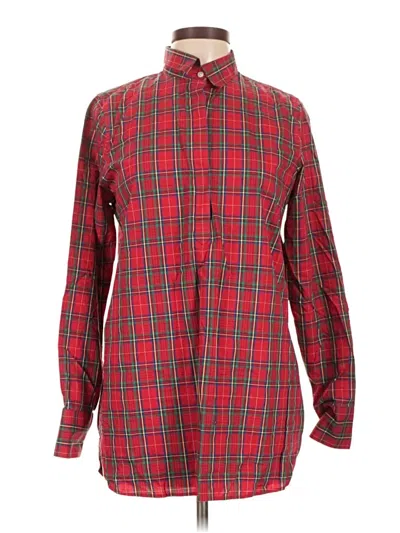 Pre-owned Lands' End Long Sleeve Button Down Shirt In Red