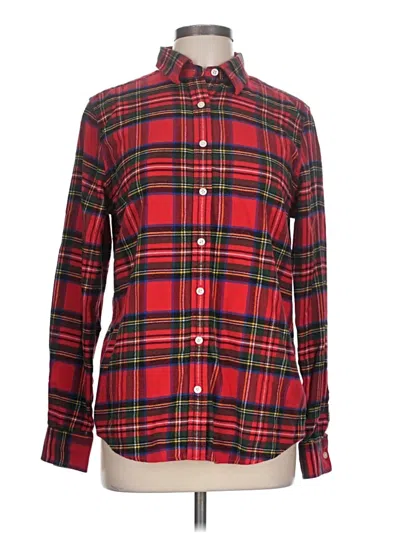 Pre-owned Lands' End Long Sleeve Button Down Shirt In Red