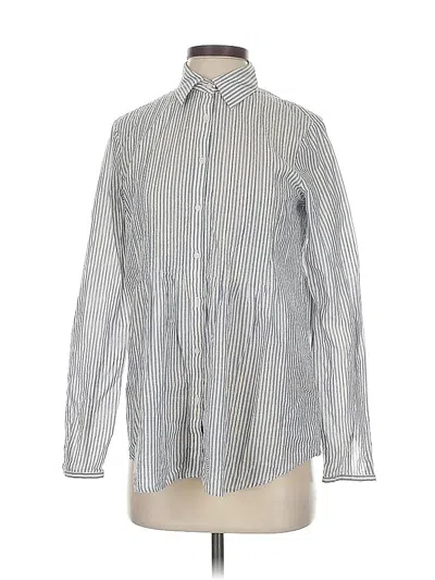Pre-owned Lands' End Long Sleeve Button Down Shirt In Silver