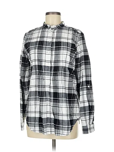 Pre-owned Lands' End Long Sleeve Button Down Shirt In Silver