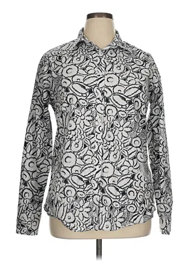 Pre-owned Lands' End Long Sleeve Button Down Shirt In Silver