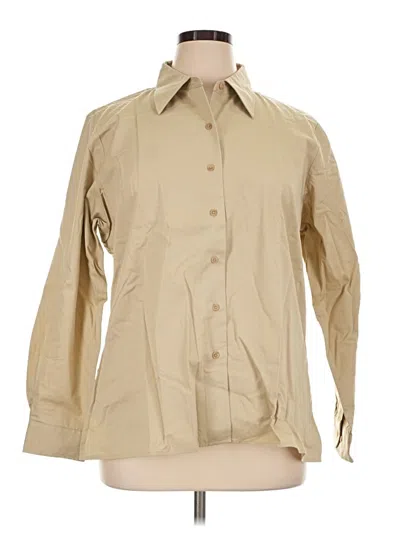 Pre-owned Lands' End Long Sleeve Button Down Shirt In Tan