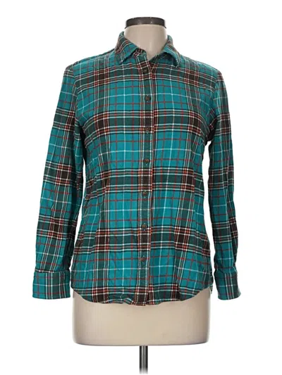 Pre-owned Lands' End Long Sleeve Button Down Shirt In Teal