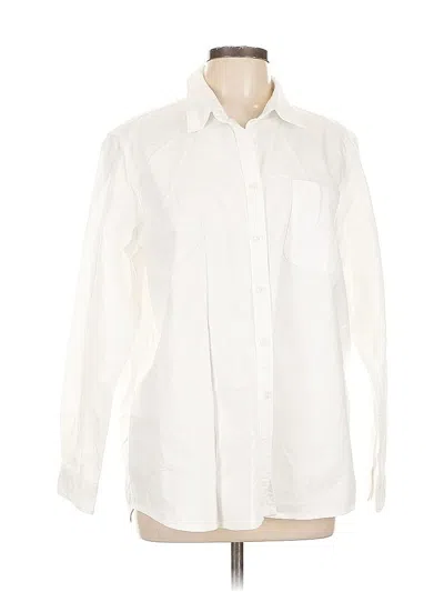 Pre-owned Lands' End Long Sleeve Button Down Shirt In White