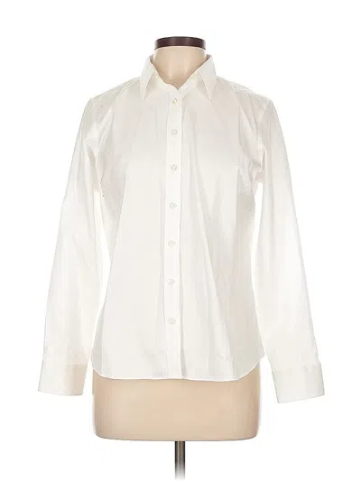 Pre-owned Lands' End Long Sleeve Button Down Shirt In White
