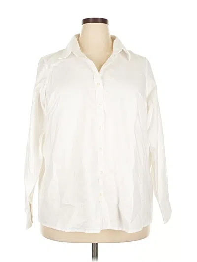 Pre-owned Lands' End Long Sleeve Button Down Shirt In White