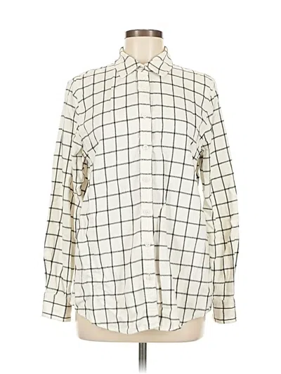 Pre-owned Lands' End Long Sleeve Button Down Shirt In White