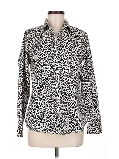 Pre-owned Lands' End Long Sleeve Button Down Shirt In White