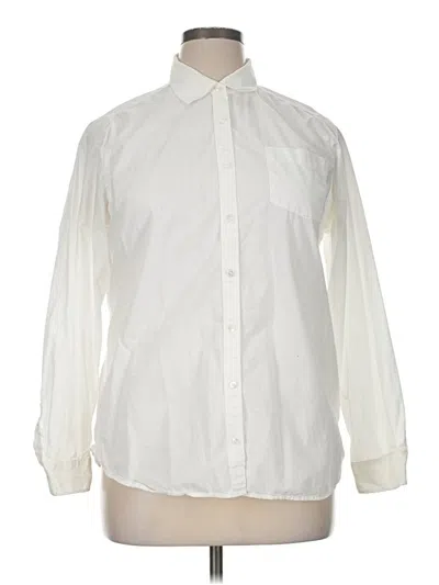 Pre-owned Lands' End Long Sleeve Button Down Shirt In White