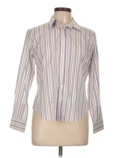 Pre-owned Lands' End Long Sleeve Button Down Shirt In White