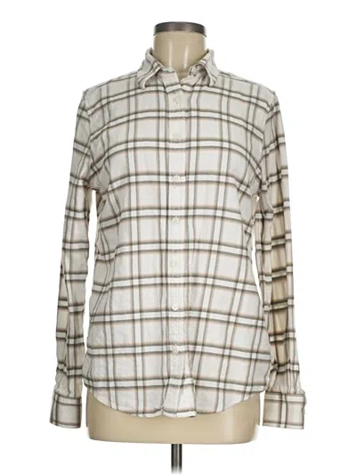 Pre-owned Lands' End Long Sleeve Button Down Shirt In White