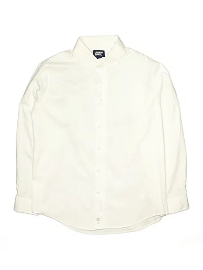 Pre-owned Lands' End Kids'  Long Sleeve Button Down Shirt In White