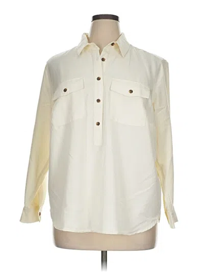 Pre-owned Lands' End Long Sleeve Button Down Shirt In White
