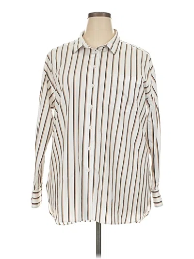 Pre-owned Lands' End Long Sleeve Button Down Shirt In White