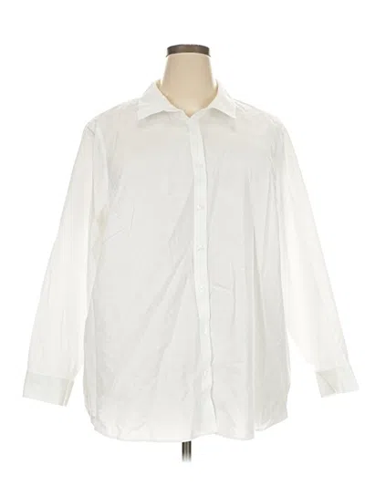Pre-owned Lands' End Long Sleeve Button Down Shirt In White