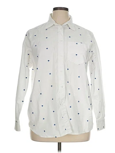 Pre-owned Lands' End Long Sleeve Button Down Shirt In White