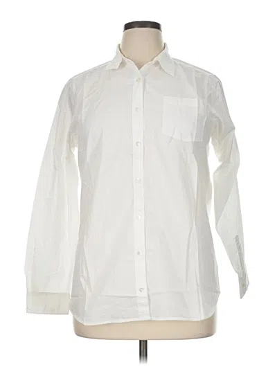Pre-owned Lands' End Long Sleeve Button Down Shirt In White