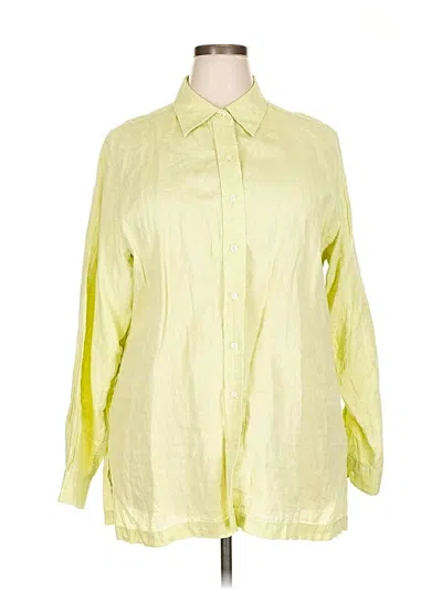 Pre-owned Lands' End Long Sleeve Button Down Shirt In Yellow