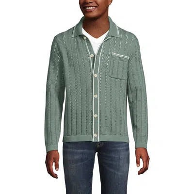 Lands' End Long Sleeve Button Through Summer Polo Cardigan