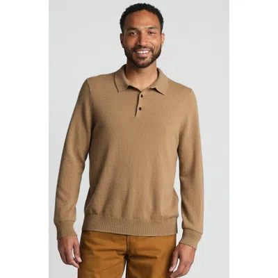 Lands' End Long Sleeve Cashmere Sweater Polo In Classic Camel