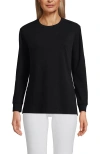 Lands' End Long Sleeve Cotton Interlock Crew T-shirt In Black