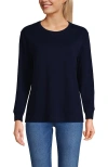 Lands' End Long Sleeve Cotton Interlock Crew T-shirt In Blue