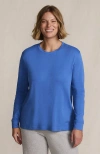 Lands' End Long Sleeve Cotton Interlock Crew T-shirt In Blue