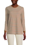 Lands' End Long Sleeve Cotton Interlock Crew T-shirt In Brown