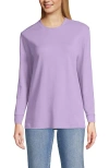 Lands' End Long Sleeve Cotton Interlock Crew T-shirt In Purple
