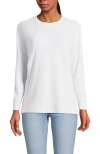 Lands' End Long Sleeve Cotton Interlock Crew T-shirt In White