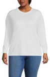Lands' End Long Sleeve Cotton Interlock Crew T-shirt In White