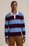 Lands' End Long Sleeve Cotton Rugby Sweater Polo In Multi