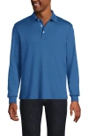 Lands' End Long Sleeve Cotton Supima Polo Shirt In Blue