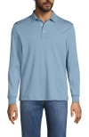Lands' End Long Sleeve Cotton Supima Polo Shirt In Blue
