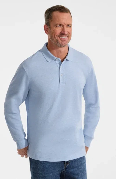 Lands' End Long Sleeve Cotton Supima Polo Shirt In Blue