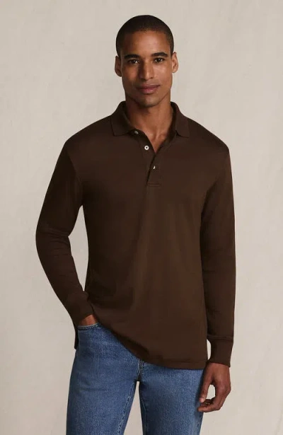 Lands' End Long Sleeve Cotton Supima Polo Shirt In Brown