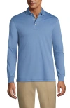 Lands' End Long Sleeve Cotton Supima Polo Shirt In Muted Blue